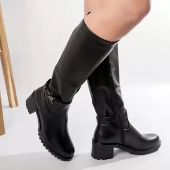 Cizme Dama Negre din Piele Ecologica Delora imagine