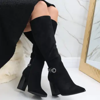 Cizme dama Negre din Piele Ecologica Intoarsa Marvin imagine