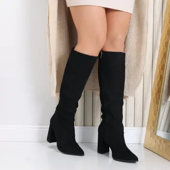 Cizme dama Negre din Piele Ecologica Intoarsa Tavega imagine