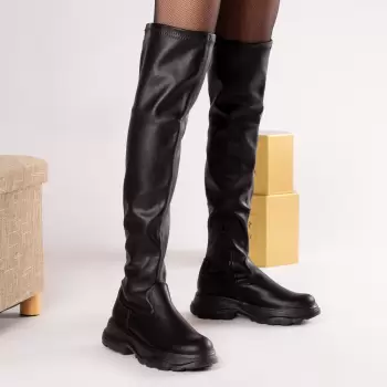 Cizme dama negre piele ecologica dalina imagine