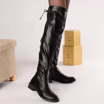 Cizme dama piele ecologica negre filippa imagine