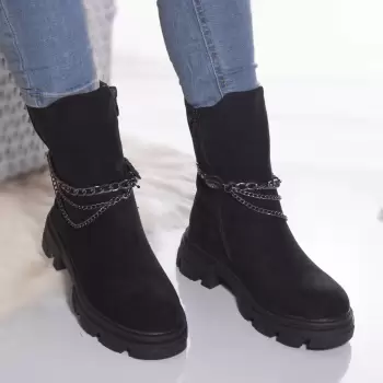 Ghete casual bibiana piele ecologica usor imblanita negru imagine