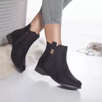 Ghete casual dilarya piele ecologica intoarsa usor imblanita negru imagine