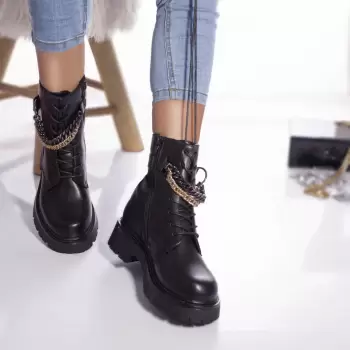 Ghete casual lioara piele ecologica captusita negru imagine