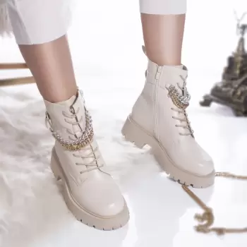Ghete casual meryem piele ecologica captusita bej imagine