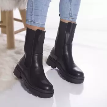 Ghete casual nineth piele ecologica usor imblanita negru imagine