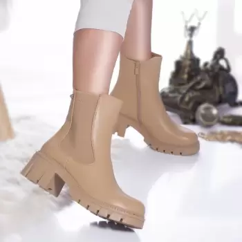 Ghete casual raymonda piele ecologica captusita kaki imagine