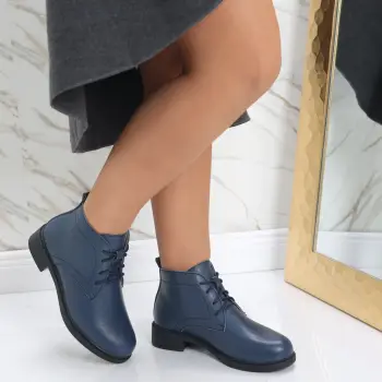 Ghete dama Albastre din Piele Naturala Hwaida imagine