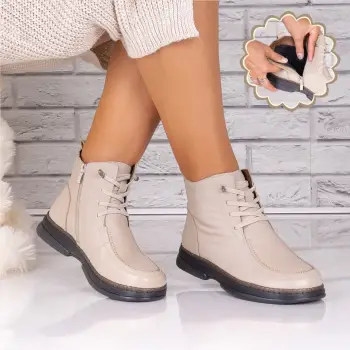 Ghete dama Bej din Piele Naturala Avalora imagine