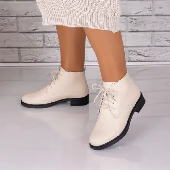 Ghete dama Bej din Piele Naturala Hwaida imagine