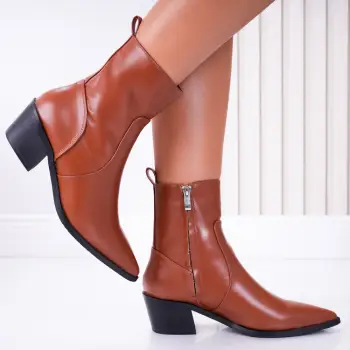 Ghete dama cu toc Maro din piele ecologica Monar imagine