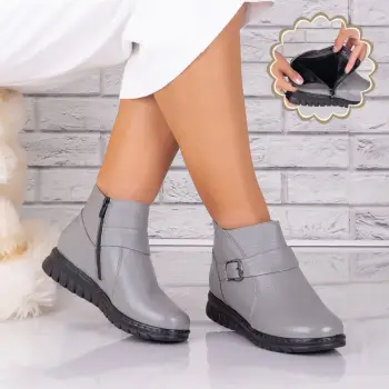 Ghete dama Gri din Piele Naturala Edenia imagine