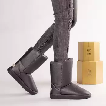 Ghete dama gri imblanite piele ecologica karina imagine