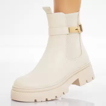 Ghete Dama Imblanite Bej din Piele Ecologica Enia imagine