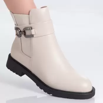 Ghete Dama Imblanite Bej din Piele Ecologica Ghadir imagine