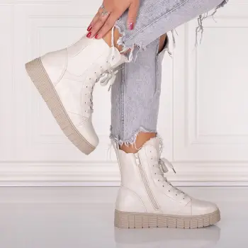 Ghete Dama Imblanite Bej din Piele Ecologica Jameria imagine