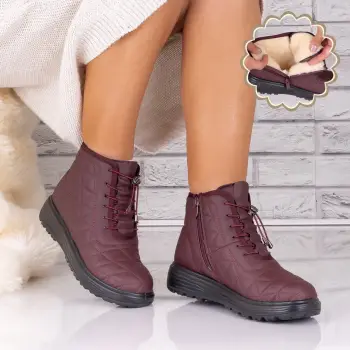 Ghete dama Imblanite Bordo din Piele Ecologica Alidana imagine