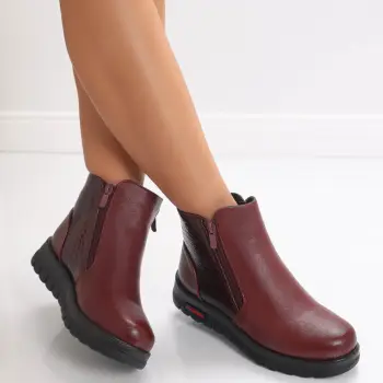 Ghete Dama Imblanite Bordo din Piele Ecologica Karmida imagine