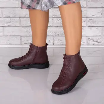 Ghete Dama Imblanite Bordo din Piele Ecologica Lisandra imagine