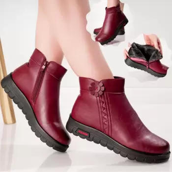 Ghete Dama Imblanite Bordo din Piele Ecologica Marda imagine