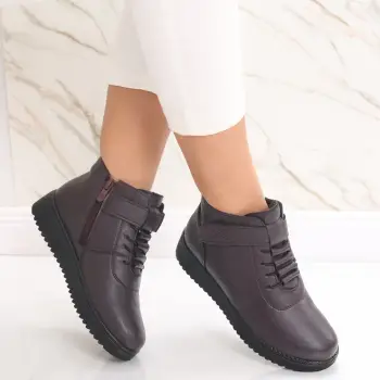 Ghete Dama Imblanite Bordo din Piele Ecologica Sadina imagine