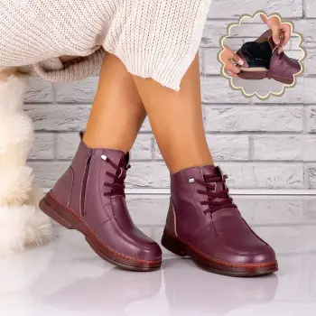 Ghete dama Imblanite Bordo din Piele Naturala Avalora imagine