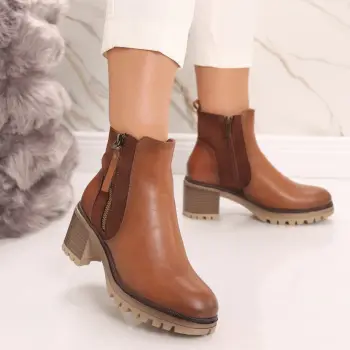 Ghete Dama Imblanite Camel din Piele Ecologica Asona imagine