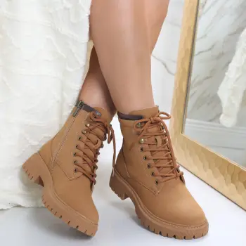 Ghete Dama Imblanite Camel din Piele Ecologica Intoarsa Carelia imagine