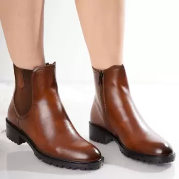 Ghete Dama Imblanite Camel din Piele Ecologica Velvet imagine