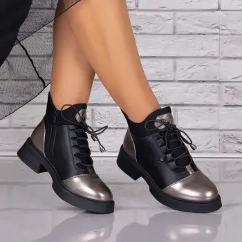 Ghete Dama Imblanite Gri din Piele Ecologica Nolana imagine