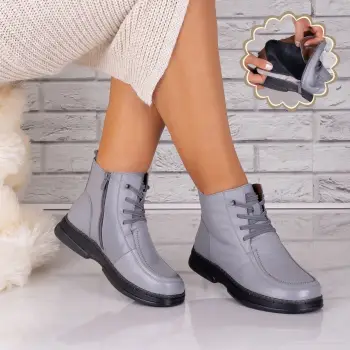 Ghete dama Imblanite Gri din Piele Naturala Avalora imagine