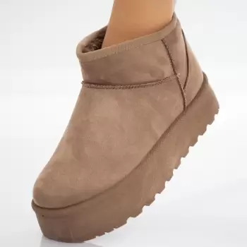 Ghete Dama Imblanite Kaki din Piele Ecologica Intoarsa Gargs imagine