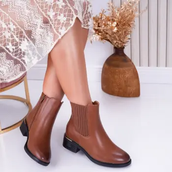 Ghete Dama Imblanite Maro din Piele Ecologica Revya imagine