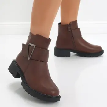 Ghete Dama Imblanite Maro din Piele Ecologica Saian imagine