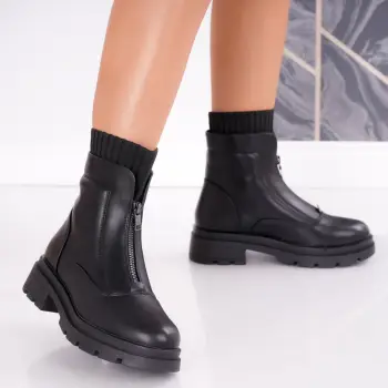 Ghete dama Imblanite Negre din Piele Ecologica Alda imagine