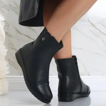 Ghete dama Imblanite Negre din Piele Ecologica Anadela imagine