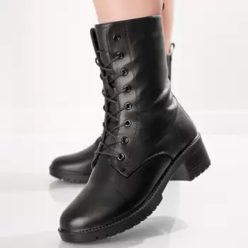 Ghete Dama Imblanite Negre din Piele Ecologica Caian imagine