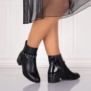 Ghete Dama Imblanite Negre din Piele Ecologica Caidasa imagine