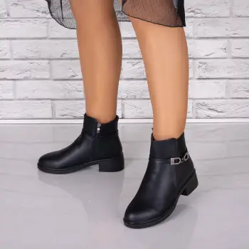 Ghete Dama Imblanite Negre din Piele Ecologica Casida imagine