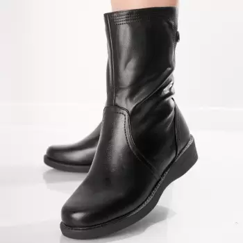 Ghete Dama Imblanite Negre din Piele Ecologica Clina imagine