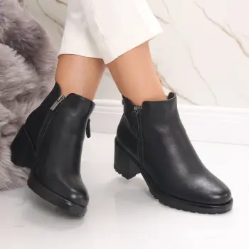 Ghete Dama Imblanite Negre din Piele Ecologica Danica imagine