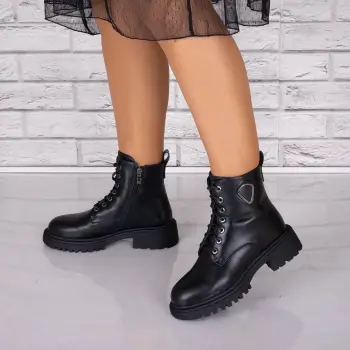 Ghete Dama Imblanite Negre din Piele Ecologica Dareva imagine