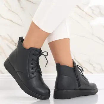 Ghete Dama Imblanite Negre din Piele Ecologica Darina imagine