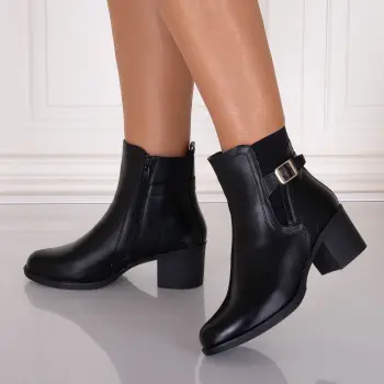 Ghete Dama Imblanite Negre din Piele Ecologica Enania imagine