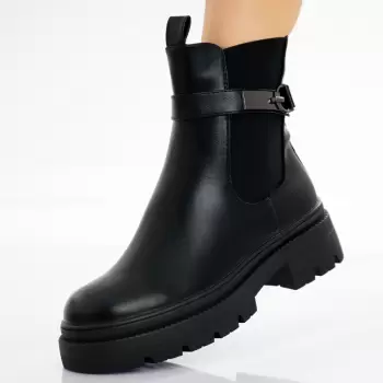 Ghete Dama Imblanite Negre din Piele Ecologica Enia imagine