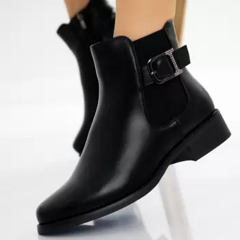 Ghete Dama Imblanite Negre din Piele Ecologica Enisa imagine