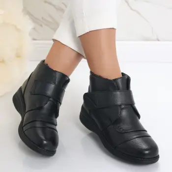 Ghete dama Imblanite Negre din Piele Ecologica Flagne imagine