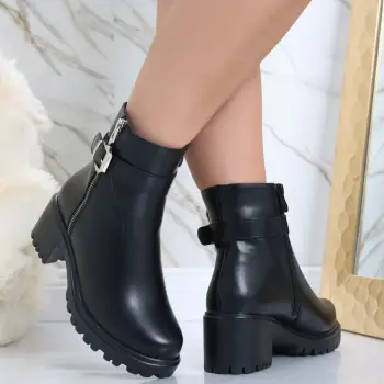 Ghete Dama Imblanite Negre din Piele Ecologica Hesya imagine