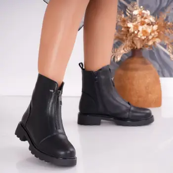 Ghete dama Imblanite Negre din Piele Ecologica Ila imagine