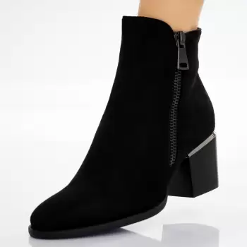 Ghete Dama Imblanite Negre din Piele Ecologica Intoarsa Amita imagine